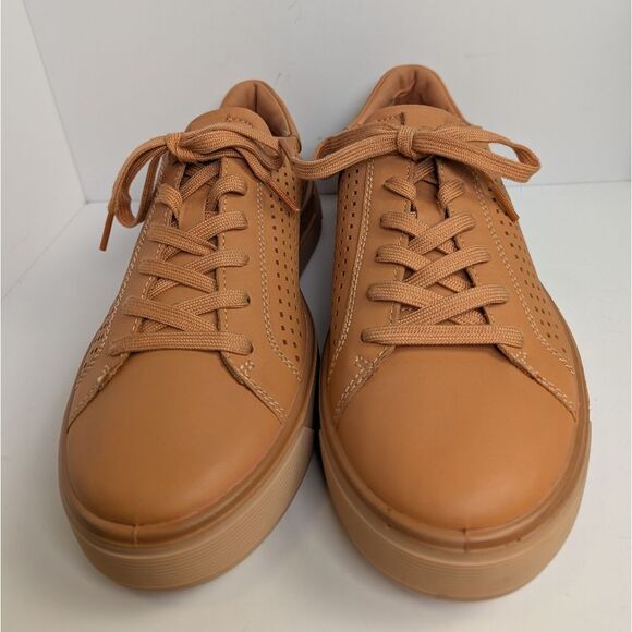 Ecco Street Tray Orange Tan Leather Perforated Sneakers Womens 8/8.5 US 39 EU - Picture 4 of 8